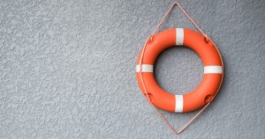 Orange life raft